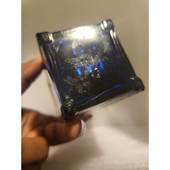 VINTAGE AVON COBALT BLUE GLASS MAILBOX BRAVO AFTER SHAVE DECANTER RED TOP Full - Picture 5 of 6